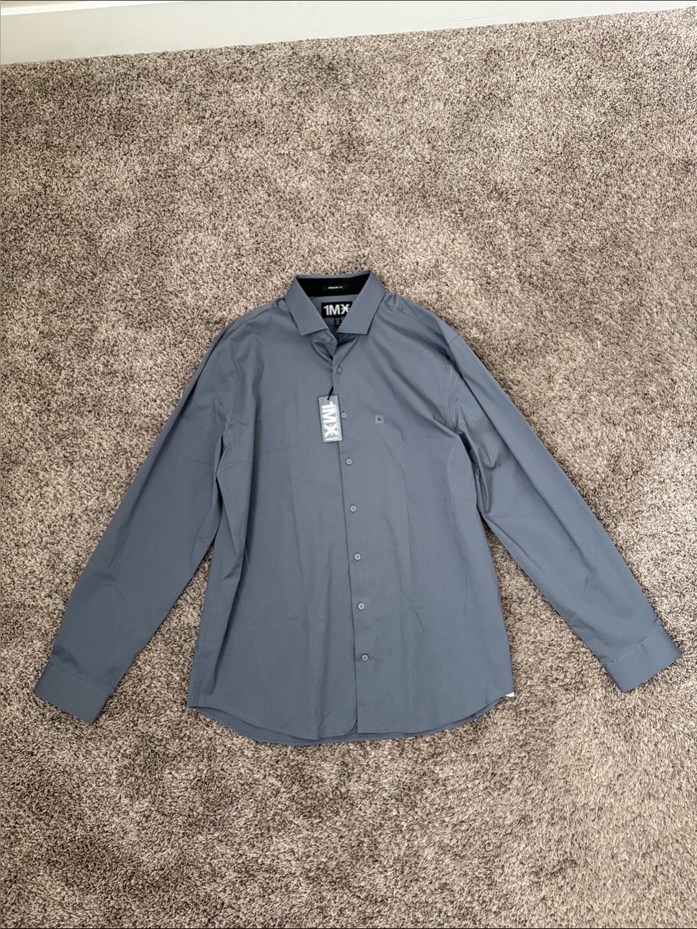 NWT Express Modern Fit Men's Long-Sleeve Grey Button-Up Shirt